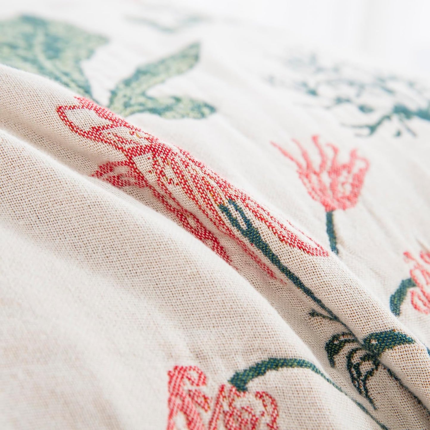 Marlenia — Cotton Muslin Throw Blanket with Reversible Floral Print