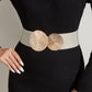 Marena — Women's Vintage Wide Elastic Waistband Belt with Gold Buckle