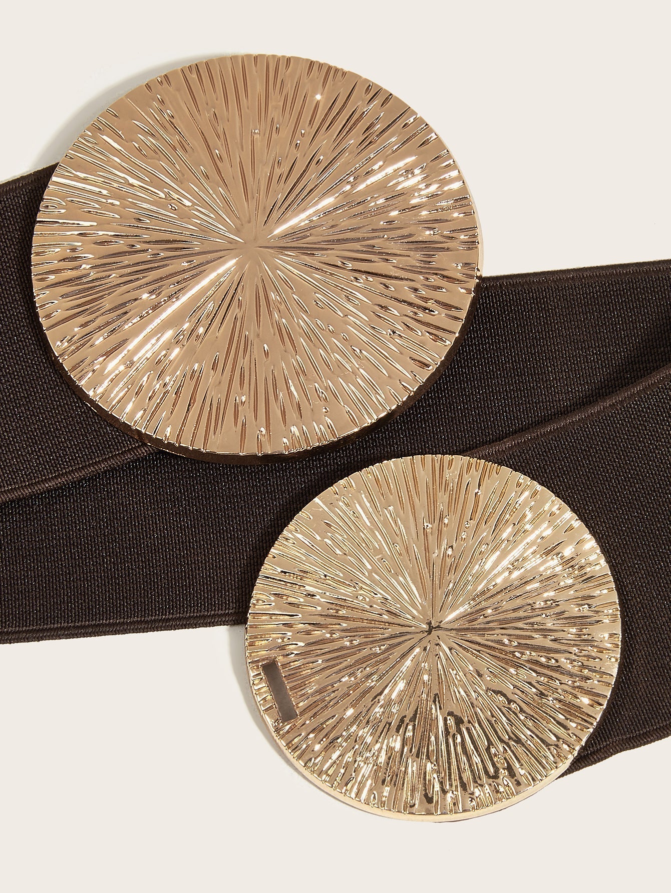 Marena — Women's Vintage Wide Elastic Waistband Belt with Gold Buckle
