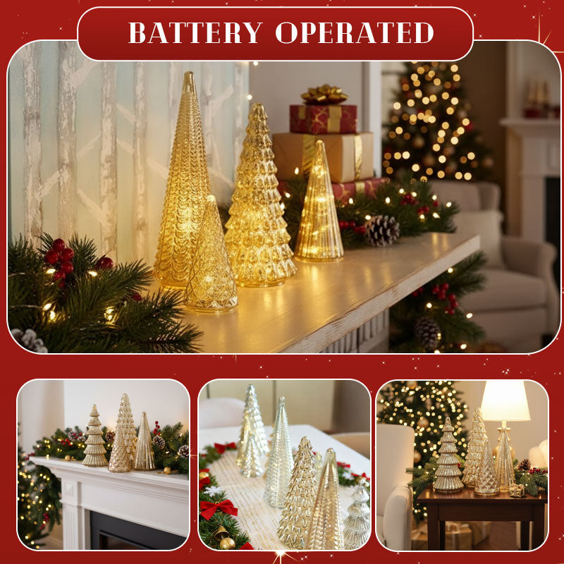 Norla — Hand-Blown Mercury Glass Christmas Trees with Warm LED Glow