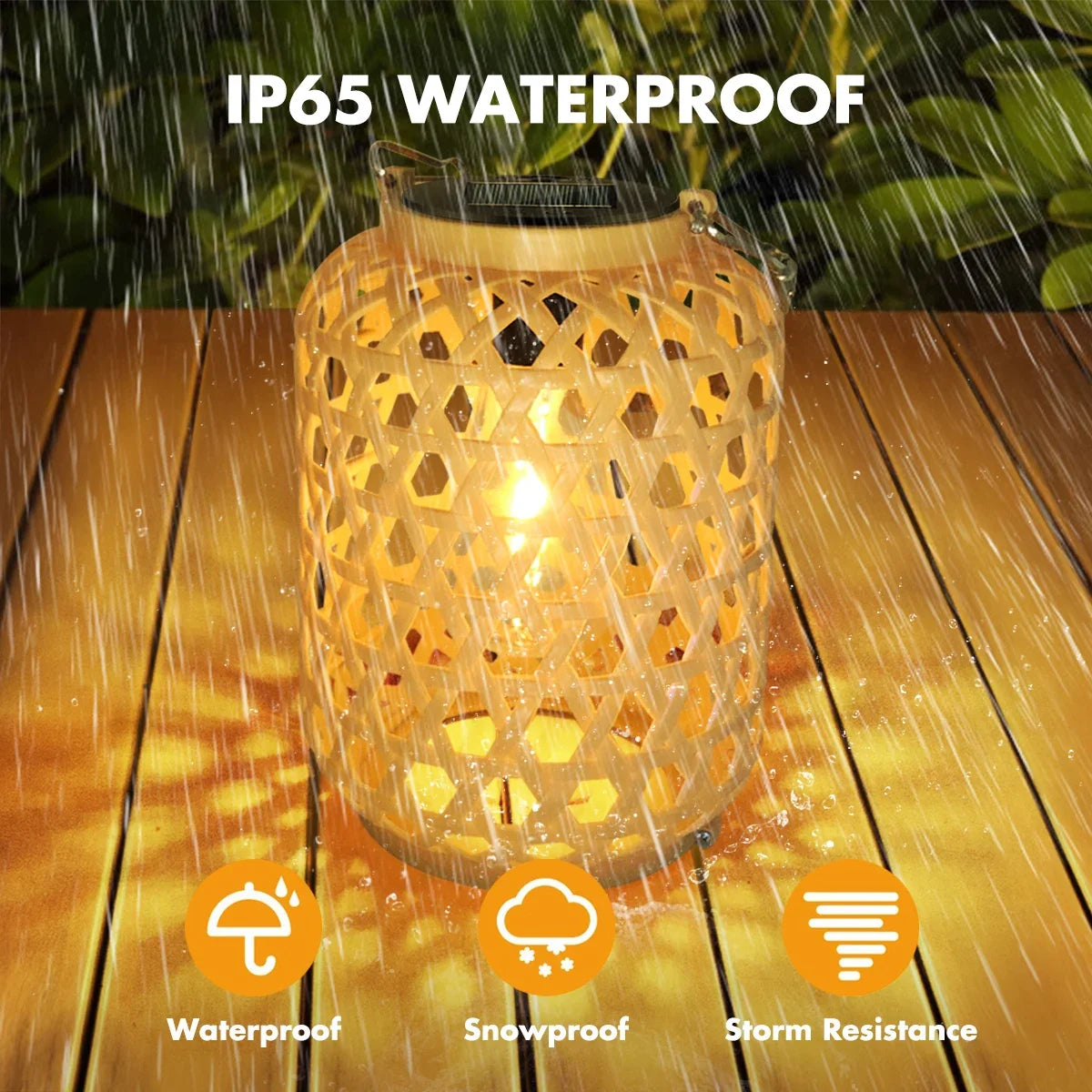 Outdoor Hanging Rattan Solar Lantern