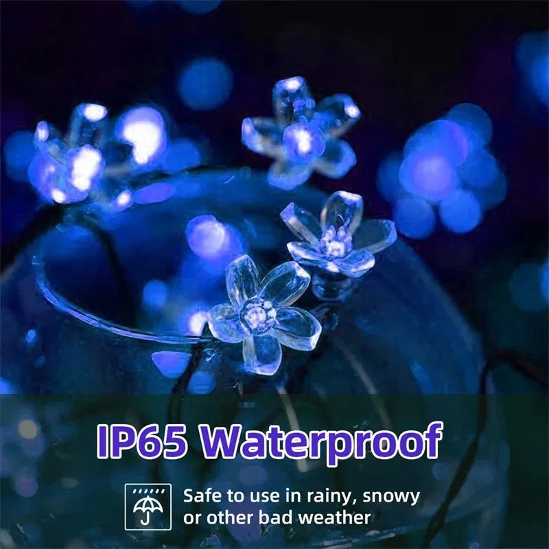 Solar Cherry Flower String Lights