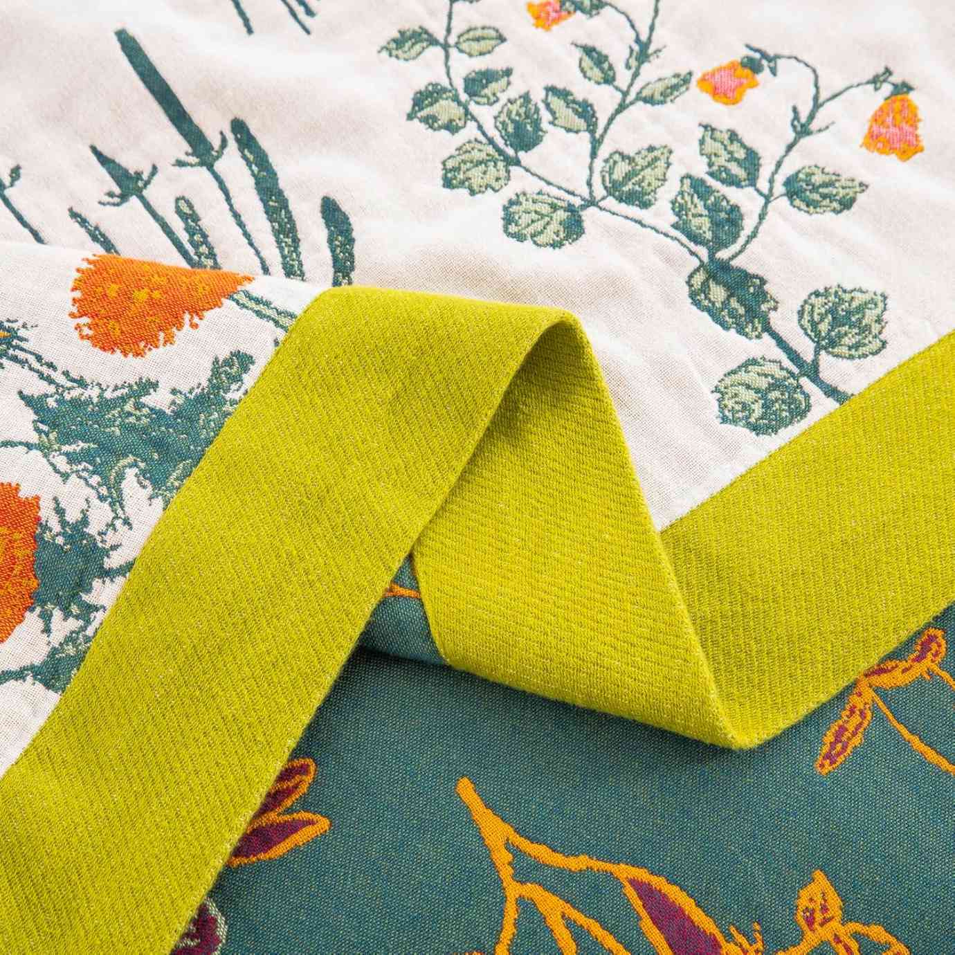 Marlenia — Cotton Muslin Throw Blanket with Reversible Floral Print